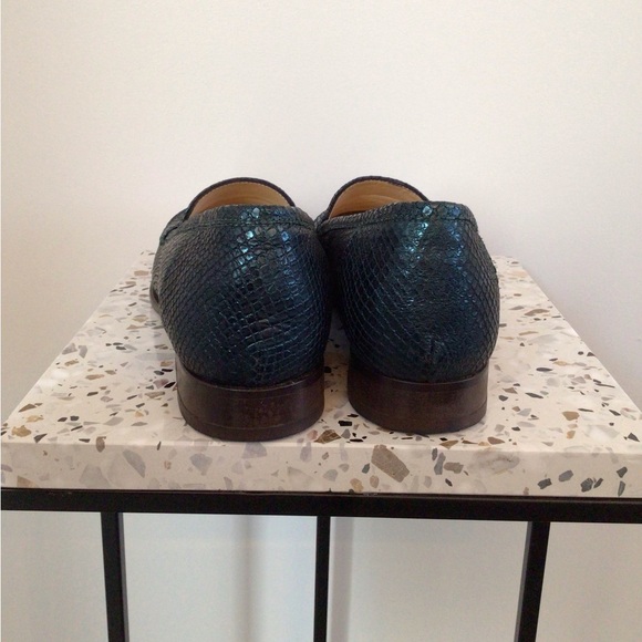 NEW L’Arianna Green Snakeskin Embossed Leather Loafers - IT37 US 7 Made in Italy - Picture 4 of 8